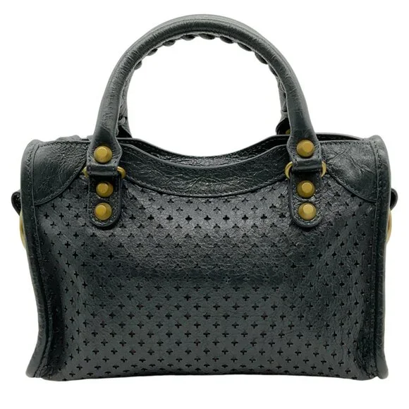 Balenciaga Grey Perforated Leather Mini City Bag - Picture 3 of 10